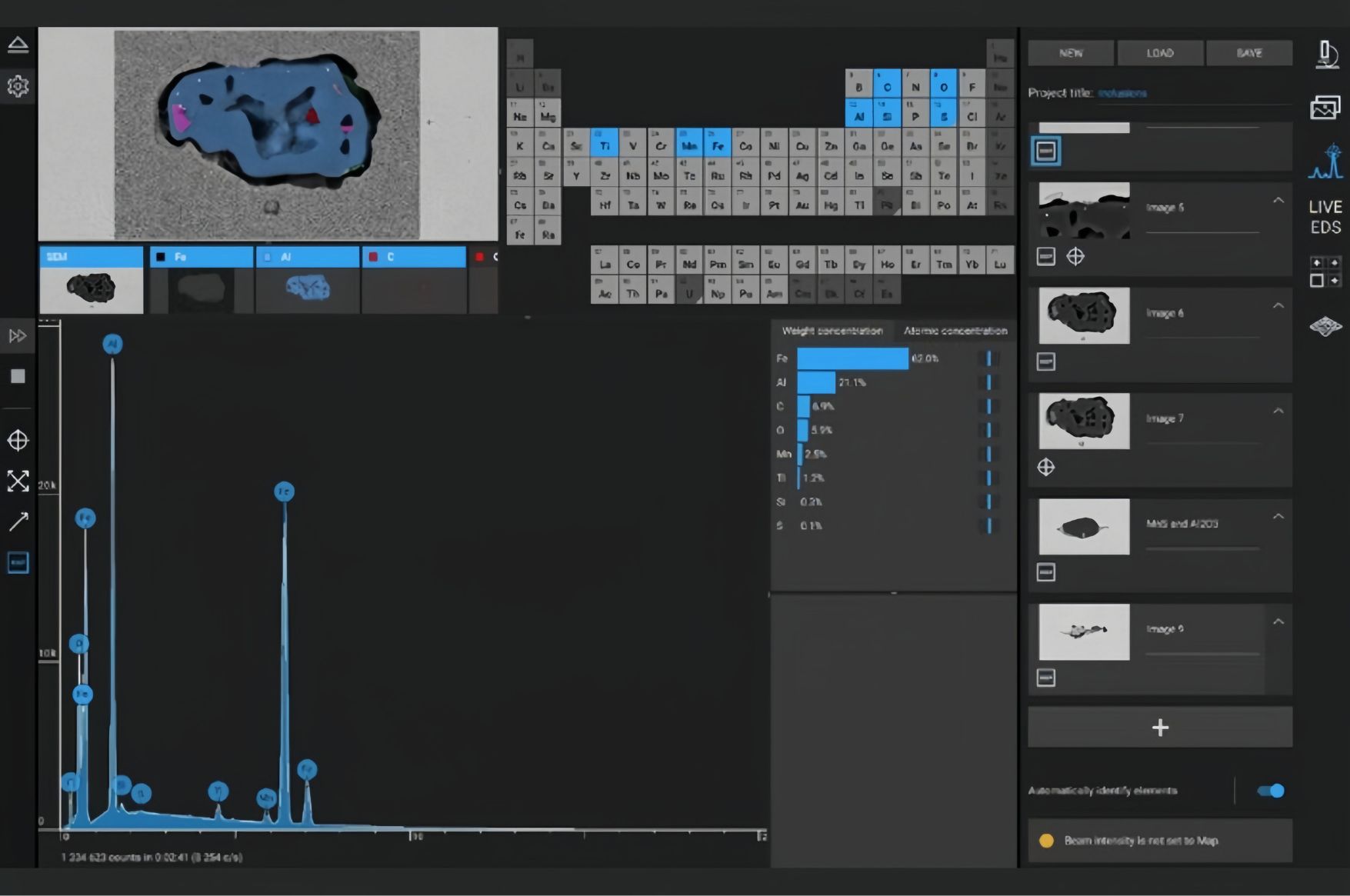 Steel inclusion analysis interface