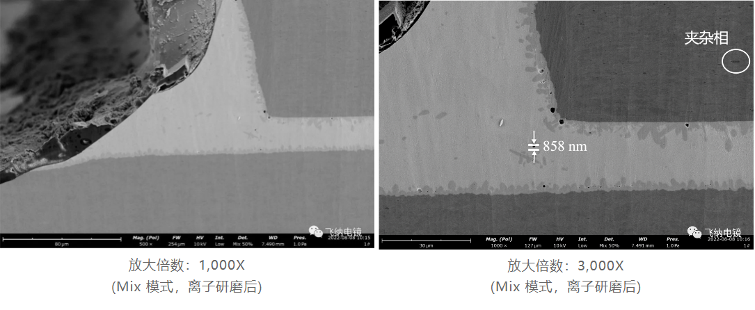 Mix模式下，离子研磨前后的扫描电镜图